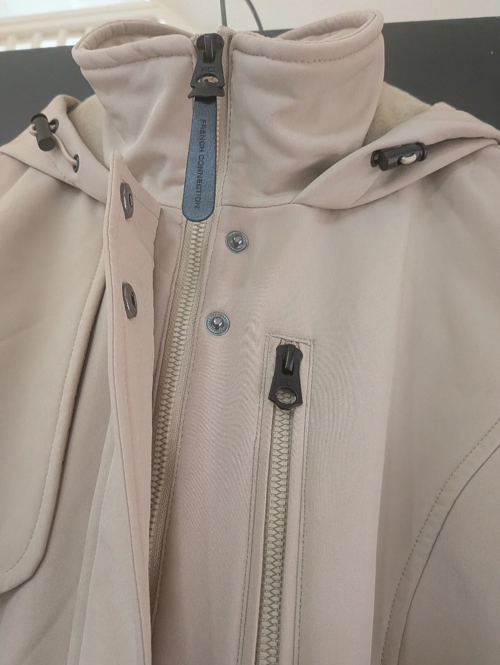 French Connection Softshell Anorak Women’s Hooded  Small Khaki - Picture 2 of 16